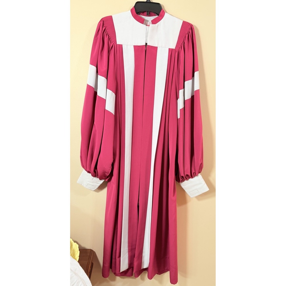 Vintage Murphy Robes Burgundy White Choir‎ Chancel Clergy Robe USA Chest 48
